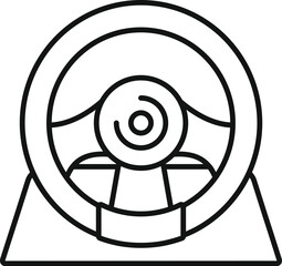 Gaming steering wheel device in line art style for virtual racing