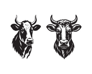 cow head silhouette, dairy cow silhouette, cow face vector design illustration set collection, cow head silhouette, cow face silhouette, cow head vector, cow face vector, cattle head silhouette, 
