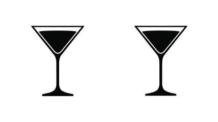Two elegant martini glasses depicted in a simple black and white graphic