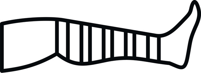 Human leg bandaged, showing a healing injury or fracture