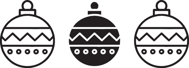 Cute Striped Christmas Tree Ball Decoration in Yellow, Red and Green Cute Ball Isolated on White Background