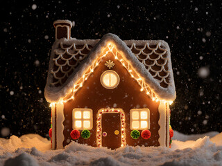Traditional Gingerbread House with Festive Decorations and Icing for a Cozy Christmas Scene