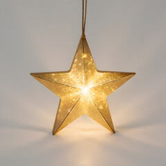 Golden Shining Christmas Star Ornament Illuminates Festive Home with Warm Holiday Atmosphere