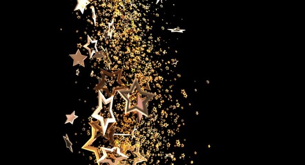Abstract background featuring golden stars over black. Perfect for celebration, festive designs. Ideal for holiday greetings © vegefox.com