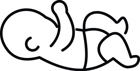 Obraz premium Newborn baby curled up in a simple black line art illustration