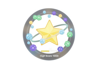 A 3D icon of a points icon with a star, representing a scoring system and a points counter, with a star for a high score.