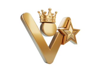 A 3D icon of a victor icon with a crown, representing a champion and a leader, with a star for a championship.