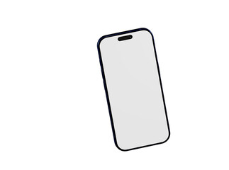 3D render of a modern smartphone with blank white screen isolated on a white background, perfect for showcasing