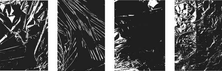 &ldquo;Black Crumpled Plastic Texture Overlay Set &ndash; Wrinkled Abstract Background&rdquo;