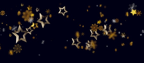 Christmas background with golden stars and snowflakes on a deep blue. Perfect for holiday designs, winter greetings and © vegefox.com