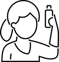 Woman holding a smartphone, taking a picture of herself