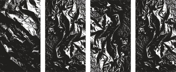 &ldquo;Black Crumpled Plastic Texture Overlay Set &ndash; Wrinkled Abstract Background&rdquo;