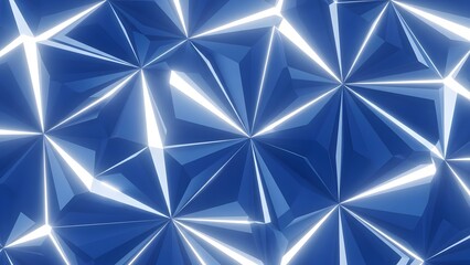 Geometric pattern of blue triangles with glowing white accents