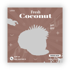 Fresh coconut social media post design template 