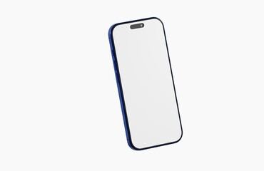 Stylish blue smartphone with a white screen, perfect for showcasing apps, websites, or designs. Clean and conte