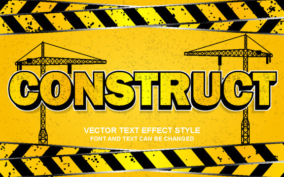construction industry labor worker style editable text effect font style template typography