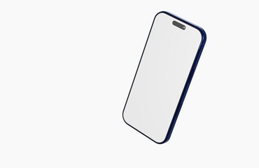 Contemporary mobile phone with a clean white display, ideal for showcasing app interfaces or design mockups. Pe