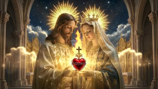 The Two Hearts: Jesus and Mary with the Sacred and Immaculate Hearts