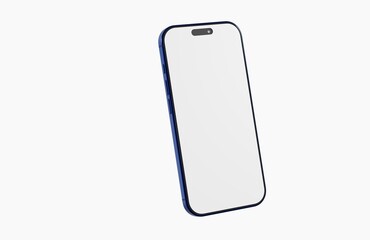 Stylish smartphone mockup with blue frame and blank white screen, perfect for showcasing apps or designs. Isola