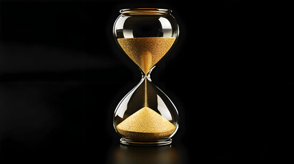 hourglass on black
