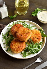 Deep fried fish cakes from mashed potato and minced fish