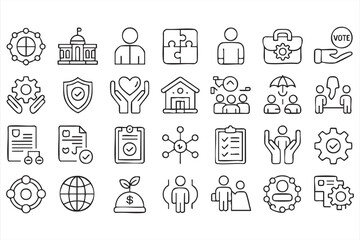 Community and Public Service Icons for Governance Dashboards