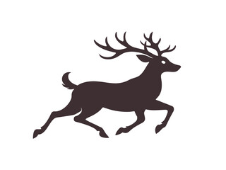 Majestic running deer with large antlers silhouette