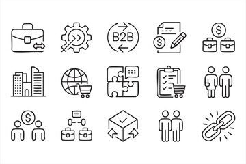 B2B Sales and Commerce Icons for Corporate Web Applications