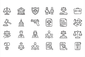 Court Law and Compliance Icons for Dashboards and Apps