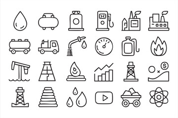 Oil Gas Energy Icons for Industrial Analytics Platforms