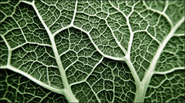 Close up detail of a spinach leaf showing intricate veins
