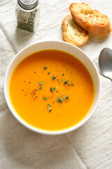 Creamy pumpkin soup with thyme
