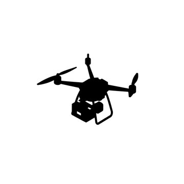 Isometric Drone with Package Silhouette