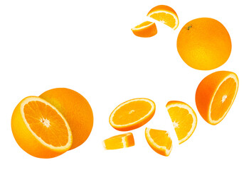 Falling Orange Fruit, Cutout, Full Depth Of Field.