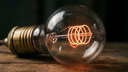 Vintage Incandescent Light Bulb with Filament.