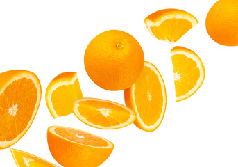 Falling Orange Fruit, Cutout, Full Depth Of Field.