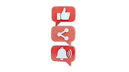Obraz premium Social Media Icons: Like, Share, and Notification Bubbles
