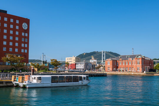 Tourist boat at Mojiko Retro Town port, Kitakyushu, Japan