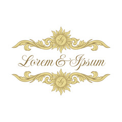 Handcrafted golden acanthus baroque frame with sun engraving