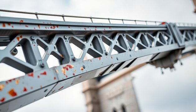 Close-up of Tower Bridge's intricate Victorian-era metalwork and details,  high-resolution,  bridge detail