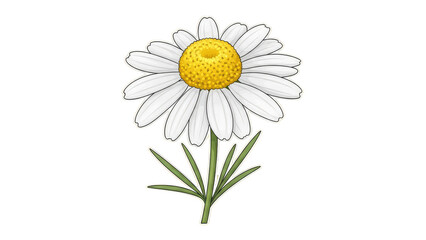 Beautiful Chamomile Flower with White Petals and Yellow Center.