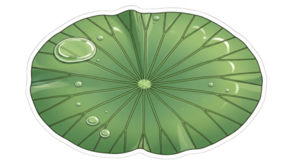 Vibrant green lotus leaf with glistening water droplets on its surface.