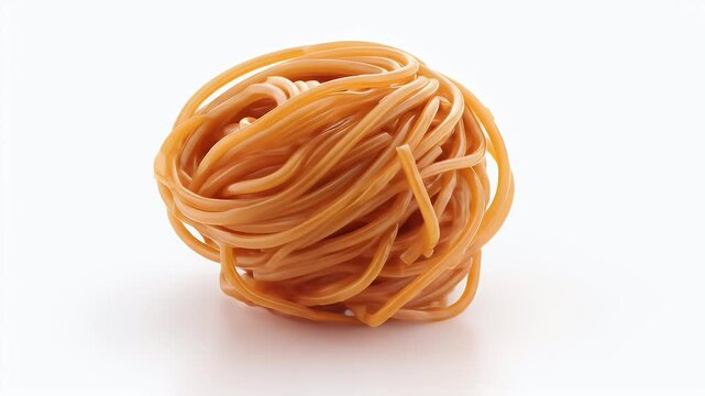 Delicious pasta nest on a white background.