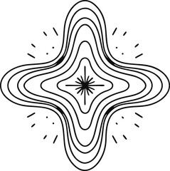 Abstract Symmetrical Line Art Symbol with Radiant Geometric Shape