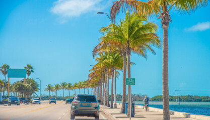 Traffic in Florida Keys on a sunny day