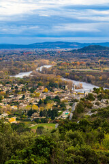Village of Saint-Martin-d&rsquo;Ard&egrave;che along the river in autumn