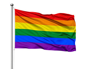   &ldquo;Rainbow Pride Flag Waving on Pole, Clean PNG Isolated&rdquo;
