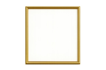 Obraz premium Golden frame holding a blank white canvas, displaying artwork, poster, or document. Customizable border for creative design projects