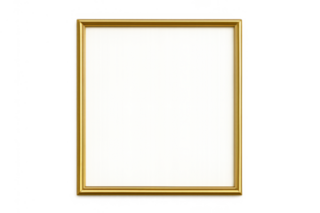 Golden frame holding a blank white canvas, displaying artwork, poster, or document. Customizable border for creative design projects