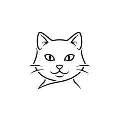 Minimalist Cat Logo Design with Geometric Lines and Shapes on White Background